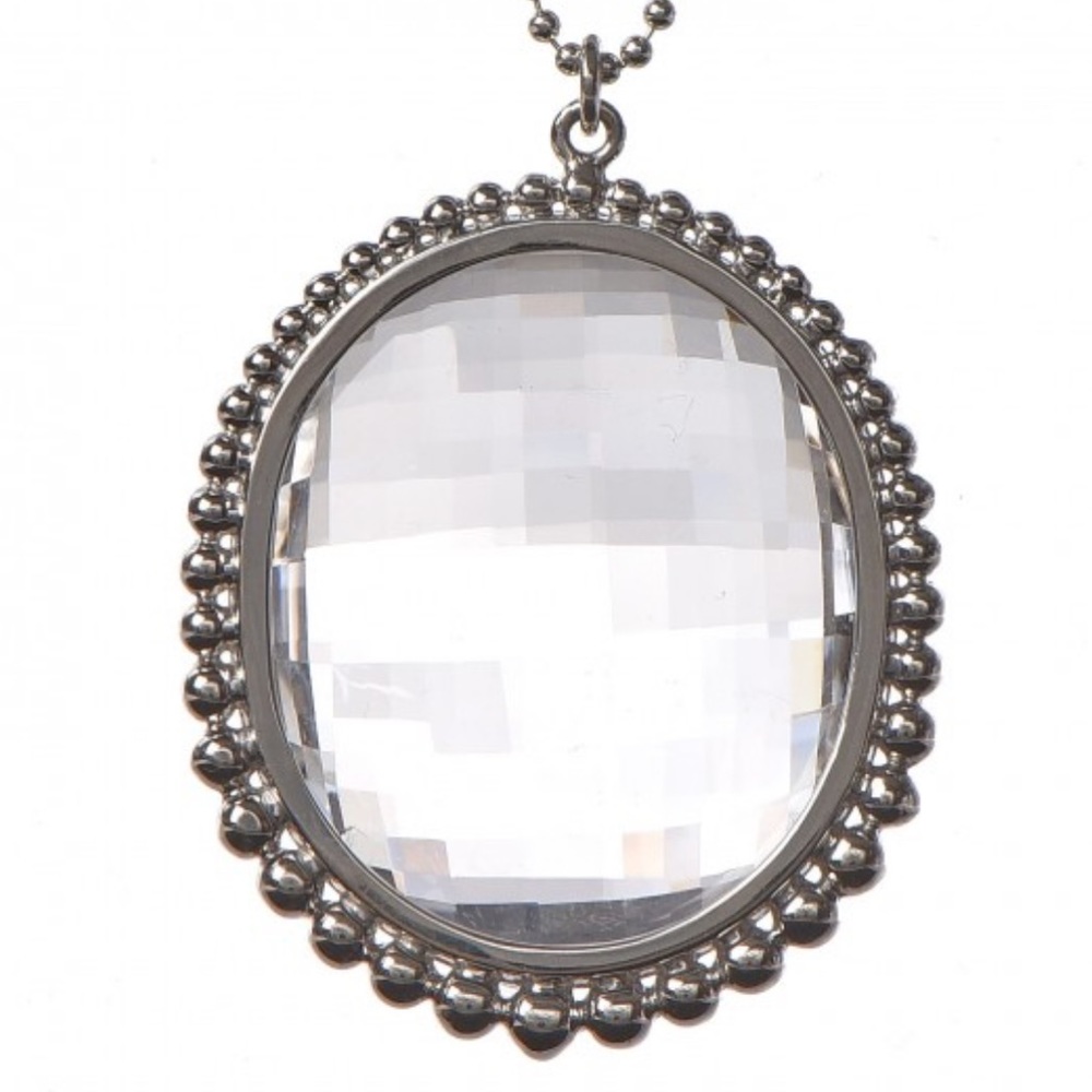 TIFFANY Sterling Silver Crystal Ziegfeld Oval Pendant Necklace - Picture 3 of 9